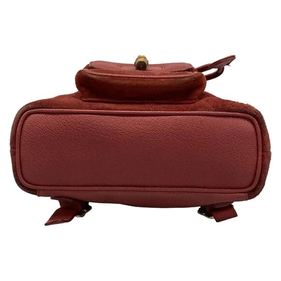 Authentic GUCCI Bamboo Red Suede Leather Backpack br343-112025 - Picture 5 of 10